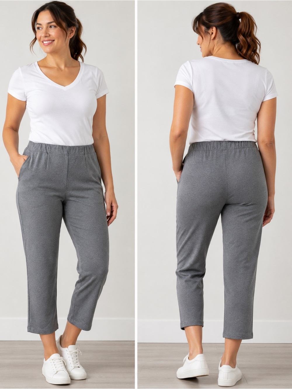 L.L.Bean Women’s Gray Knit Lounge Pants Elastic Waist Straight Leg Size L